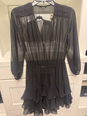Bebe ruffle sheer swim cover up Dress super sexy Sz S/P